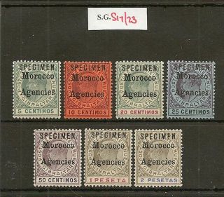 Morocco Agencies Gibraltar 1903 - 05 Specimen Set To 2p Sg17s/23s