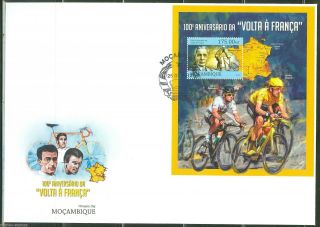 Mozambique 2013 100th Anniversary Of The Tour De France Souvenir Sheet Fdc