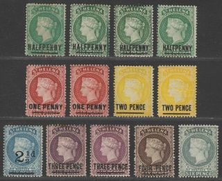 St Helena 1884 - 94 Queen Victoria Part Set To 6d Mostly