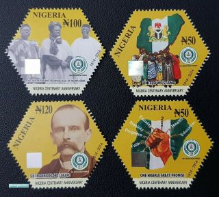 Nigeria 2016 Centenary Anniversary 2014 Odd Shape Flag Hologram Stamps 4v