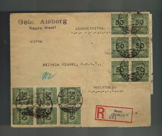 1923 Hagen Germany Inflation Cover To Berleburg $200 Million Rm Postage