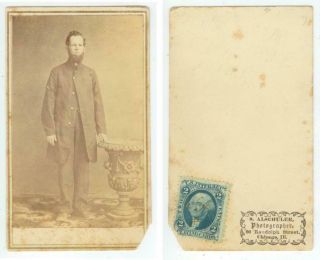 1860s Civil War Cdv Photo Union Medical Corp Soldier Chicago - 2ct Playing Card