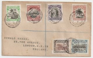 1921 Penrhyn Islands Cook To Great Britain Cover,  Sc 25 - 30,  Rarity