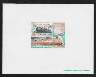 L3273 Mali Deluxe Proof Locomotive Trains Air Mail 1980 200f