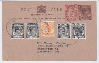 Stamps 1955 Malaya Penang Stationery Postcard Postal History