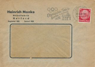 1936 Olympic Games Berlin,  Cover Hereford Cancel.
