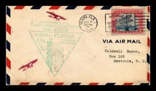 Dr Jim Stamps Us Miami Florida Air Races Air Mail Event Cover Castonia Backstamp