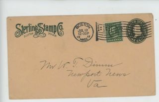 Mr Fancy Cancel Sterling Stamp Company Boston Mass 1912 Cvr 571