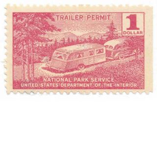 Rvt2 $1 National Park Service Department Interior,  Trailer Permit Revenue Stamp