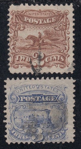 Tdstamps: Us Stamps Scott 113 114 (2) Pictorials Lightly Crease Cv$105.  50
