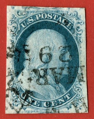 [/:17] Usa 1851 - 57 One Cent Blue Franklin See Picture