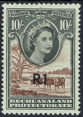 Bechuanaland 1961 Qeii Cattle R1 Type 1 Surcharge With Certificate