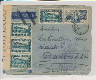 Lk74176 Morocco 1941 Censor Label Airmail Cover