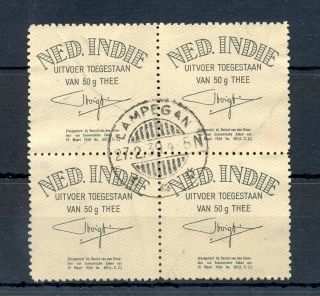 Ned Indie - Dutch Indies Revenue 1939 - 4 X Label Tea Export Lb= Lampegan =f/vf