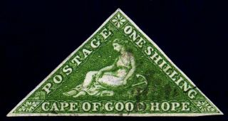 Cape Of Good Hope.  1858.  1sh.  Yellow Green.  Sc 6,  Sg 8.  Full Margin