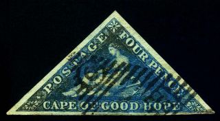 Cape Of Good Hope.  1853.  4d.  Deep Blue.  Sc 2,  Sg 4 (?).  Xf.  Scv $170