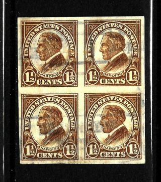 Hick Girl Stamp - Old U.  S.  Sc 576 Harding,  Imperf.  Block Of 4 Y431