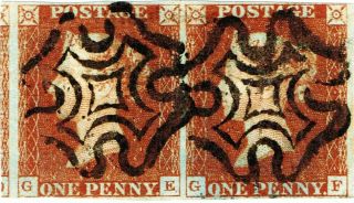 Gb Sg7 One Penny (1d) Red - Brown Queen Victoria 1841 Pair Ge/gf Plate 8 Cat £380