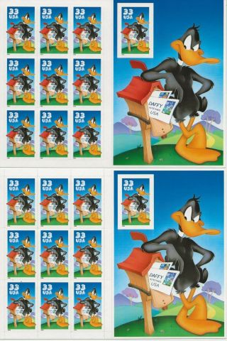 1999 33 Cent Daffy Duck,  Perf And Imperf Sheets Of 10 Scott 3306 - 3307,  Nh