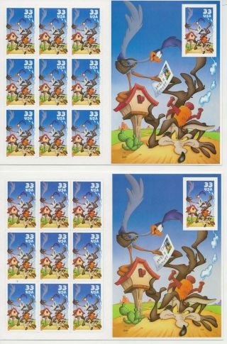 2000 33 Cent Roadrunner,  Perf And Imperf Sheets Of 10 Scott 3391 - 3392,  Nh