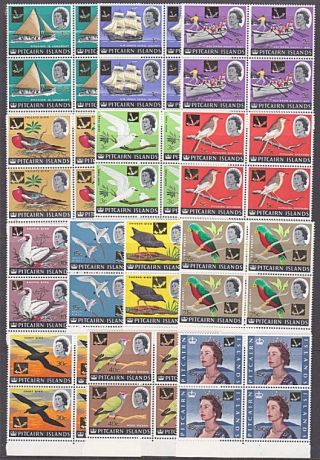 Pitcairn 1967 Decimal Overprint Definitive Set Blocks Of 4 Mnh. .  3484
