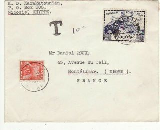 Cyprus To France Nicosia Gvi 3pi 1949 Upu Omnibus Postage Due 1951