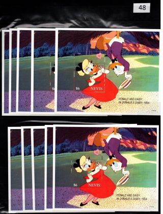 / 10x Nevis - Mnh - Cartoons - Disney - Donald - Daisy - 1954 -