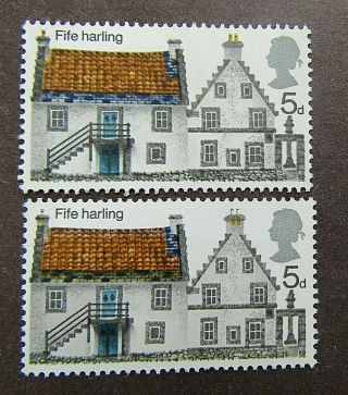 Gb - Error - 1970 Cottages 5d Fife Harling - Missing Blue/lemon Shift - Fine Mnh