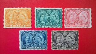 Canada 1897 Qv Jubilee Issues 1 Cent,  2c 3c,  5c & 8c Stamps
