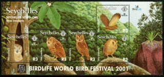 Seychelles Stamp 2001 - Owl Mnh - Sheet