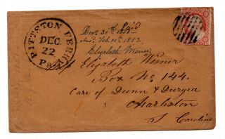 Us Sc 10 Or 11 Pa To S Carolina 3 Cent Washington Stamp Cover Imperf 1852 Id 734