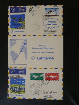 Commemorative Flight Cover 1970 Germany - Gambia - Brazil Lufthansa Lufthansa 88488