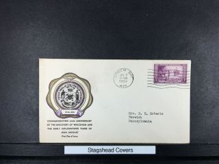 Us Fdc 7 Jul 1934 Rice Cachet 300 Years Of Discovery Of Wisconsin Green Bay Wi