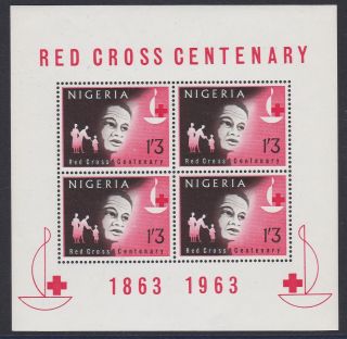 Nigeria 1963 Red Cross Centenary Sheet Ms137a Mnh