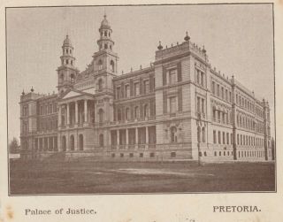 BOER WAR 1902 CENSORED Palace of Justice Pretoria pc PRETORIAL - CROYDON ENGLAND 3
