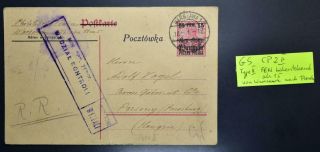 Poland On Germany To Slovakia 1918 Rare Censored Prov Psc Card Warszawa Polska
