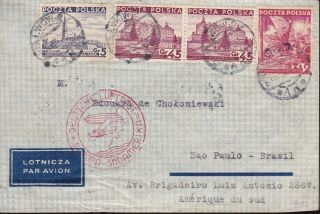 Poland 1938 Zeppelin Airmail To Brazil
