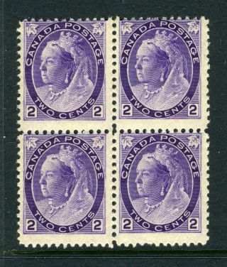 Canada Scott 76 - Nh - Blk Of 4 - 2¢ Purple Numeral Queen (. 025)