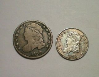 1835 Bust Dime Good And 1829 Bust Half Dime Vf - Xf Details