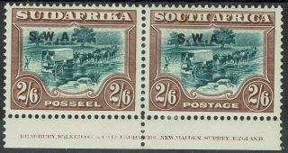 South West Africa 1927 Ox Wagon 2/6 Imprint Pair