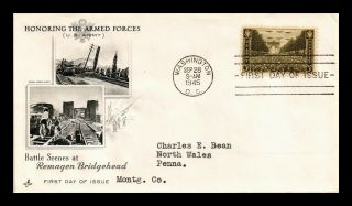 Dr Jim Stamps Us Remagen Bridgehead Army First Day Cover Scott 934