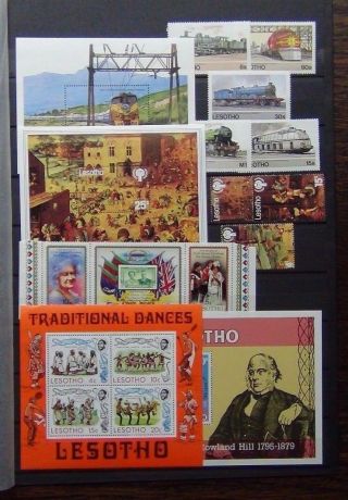 Lesotho 1975 1984 Sets M/s Railway Iyc Queen Mother Dance Rowland Hill Mnh
