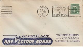 Canada 1945 Medical Topic Syphilis Cancel On Cover
