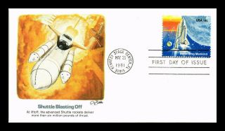 Dr Jim Stamps Us Space Shuttle Blasting Off Fdc Achievements Cover Fleetwood