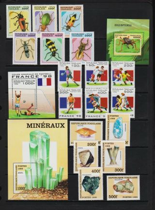 Togo -,  Nh Beetles,  World Cup,  Minerals - Three Sets