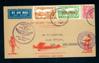 Zealand 1934 Trans Tasman Flight Cover To Guinea (lae) (o082)