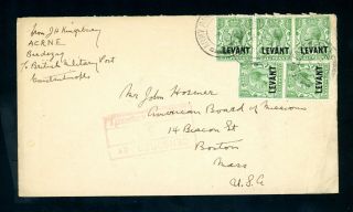 British Levant Censor Cover 5 X 1/2d To Usa Military Post (au360)