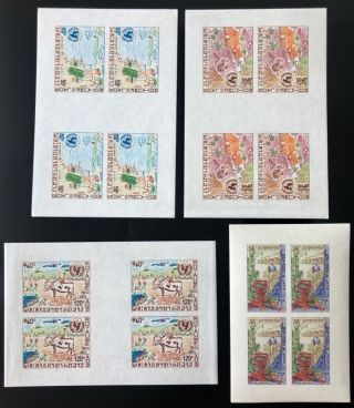 Laos Lao Imperforate Mnh 4 Block Of 4 Indochina France Vientiane Very Fine