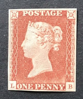 Gb Qv 1841 Sg8 1d Penny Red Imperf Lettered Lb Mm