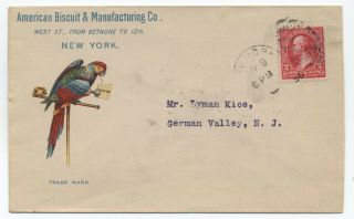 1896 Color Parrot Ad Cover American Biscuit And Mfg Co.  York [y4233]